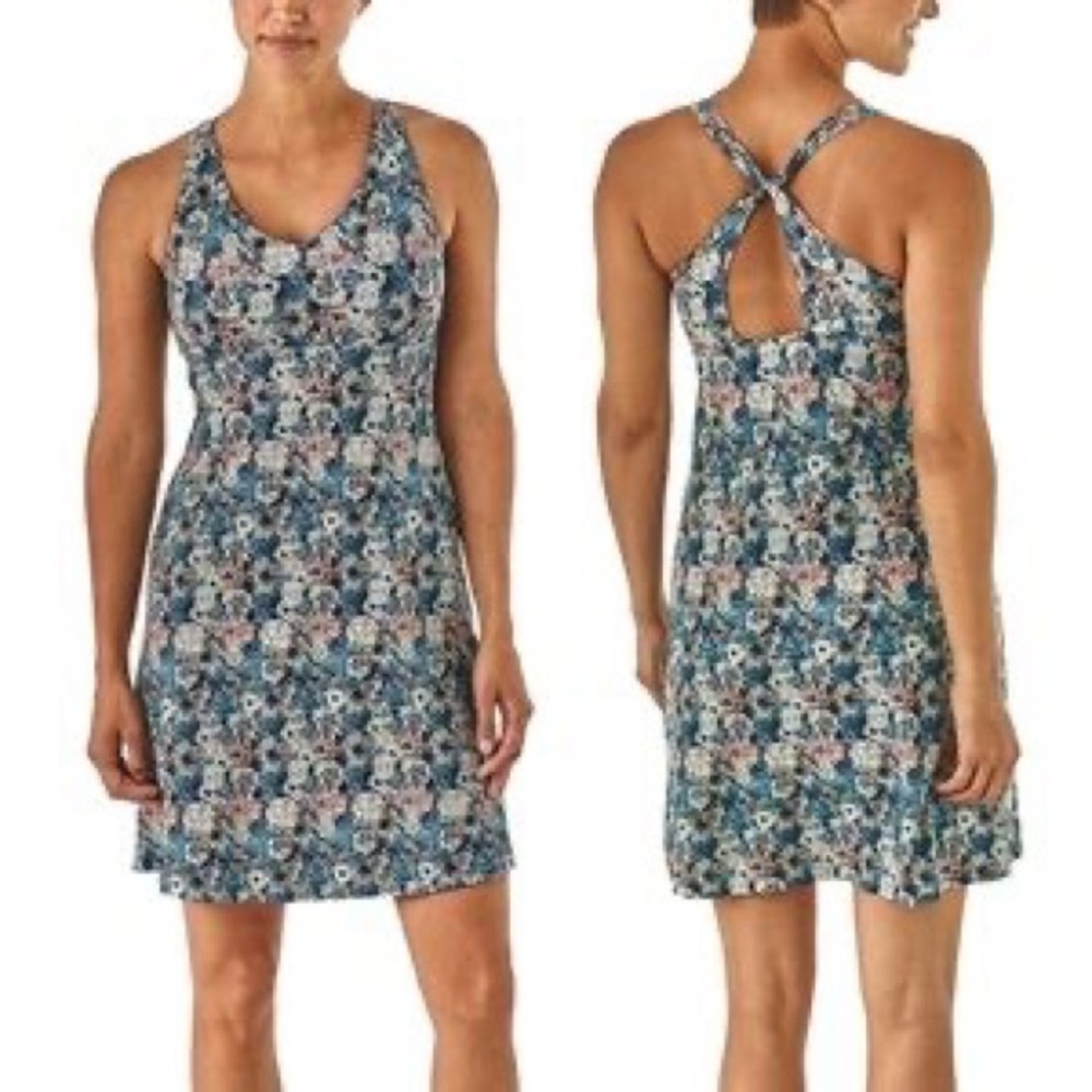 Patagonia Magnolia Spring Halter Twist Back Dress Furnai Floral XS